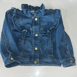 Janie and Jack Ruffled Denim Jacket with Button Accents 2T